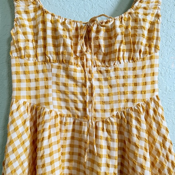 NWT•Cider•Yellow & White Gingham Mini Dress•Retro - Picture 3 of 12